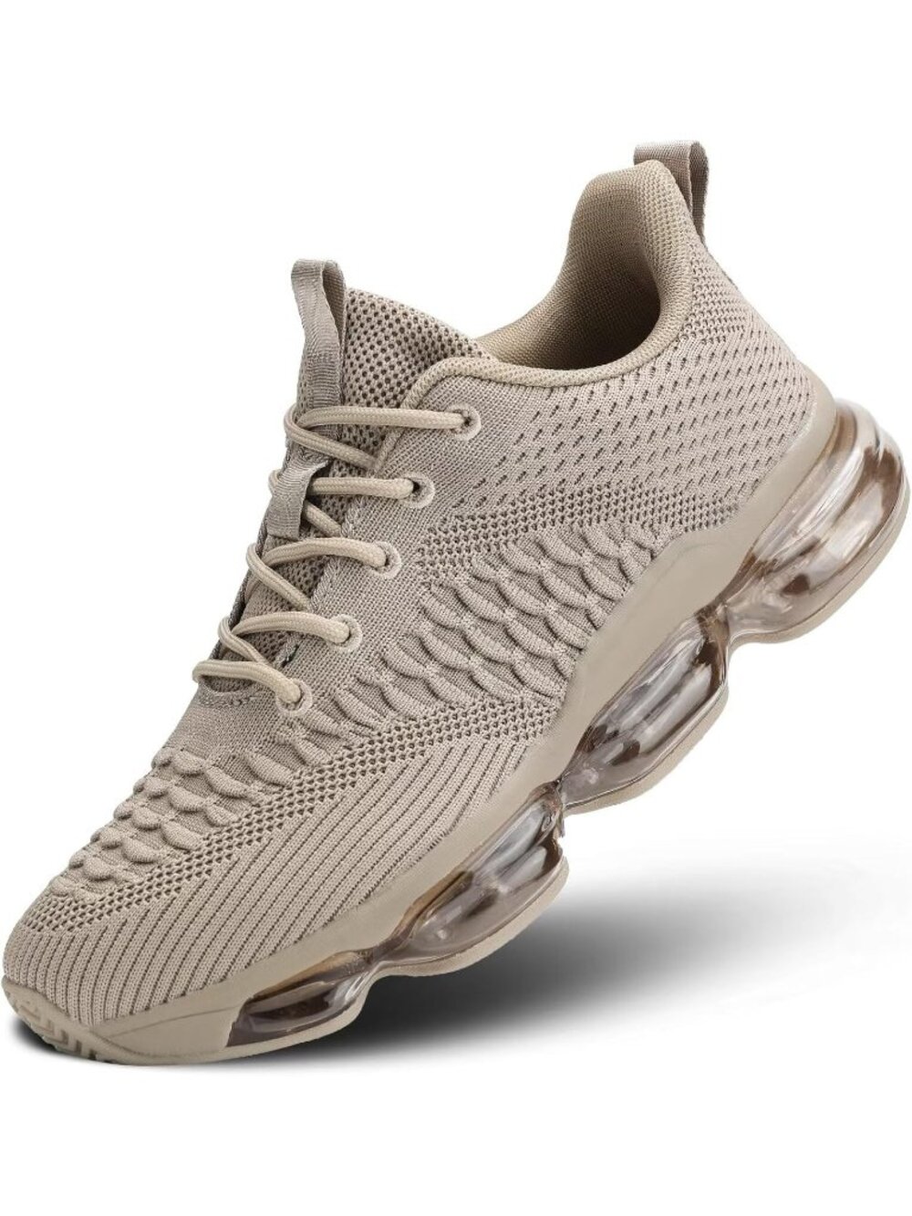 Men's Khaki Round Toe Comfortable Air Cushion Breathable Tennis Sneakers